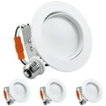 thumbnail image 1 of 4 Pack 4" 10W Remodel Gimbal LED Recessed Downlight Dimmable, 3000K Warm White, Adjustable Retrofit Ceiling Light, 1 of 7
