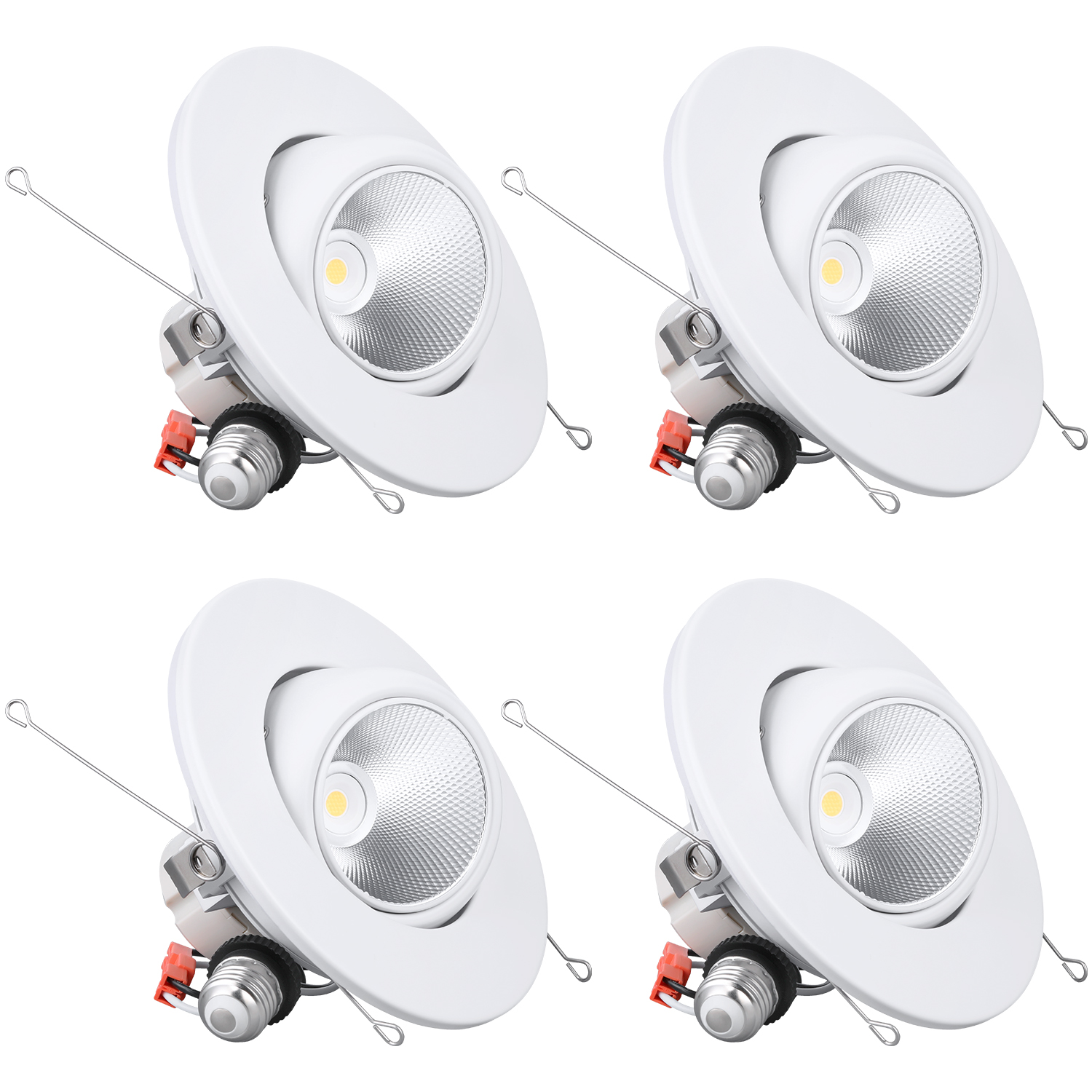 4 Pack 6 Inch 12W Adjustable LED Recessed Downlight for Living Room, Eyeball Recessed Lighting, 2700K Soft White