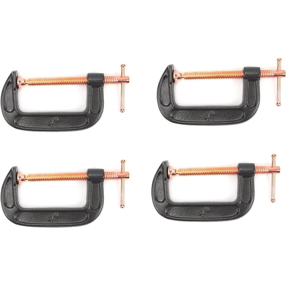 4 Pack 4" Inch C-Clamp w/Iron Body & Copper Plaed Seel C-Clamp