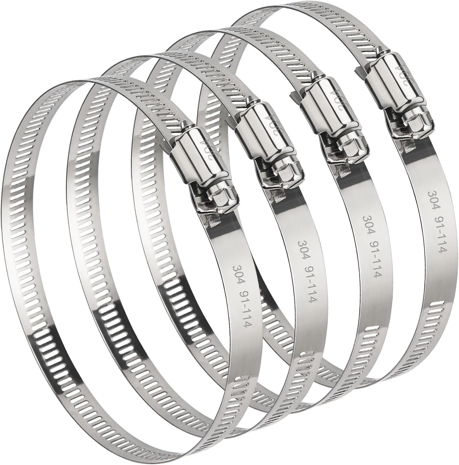 4 Pack 4 Inch Hose Clamps, 304 Stainless Steel Quick-Screw Dryer Vent ...