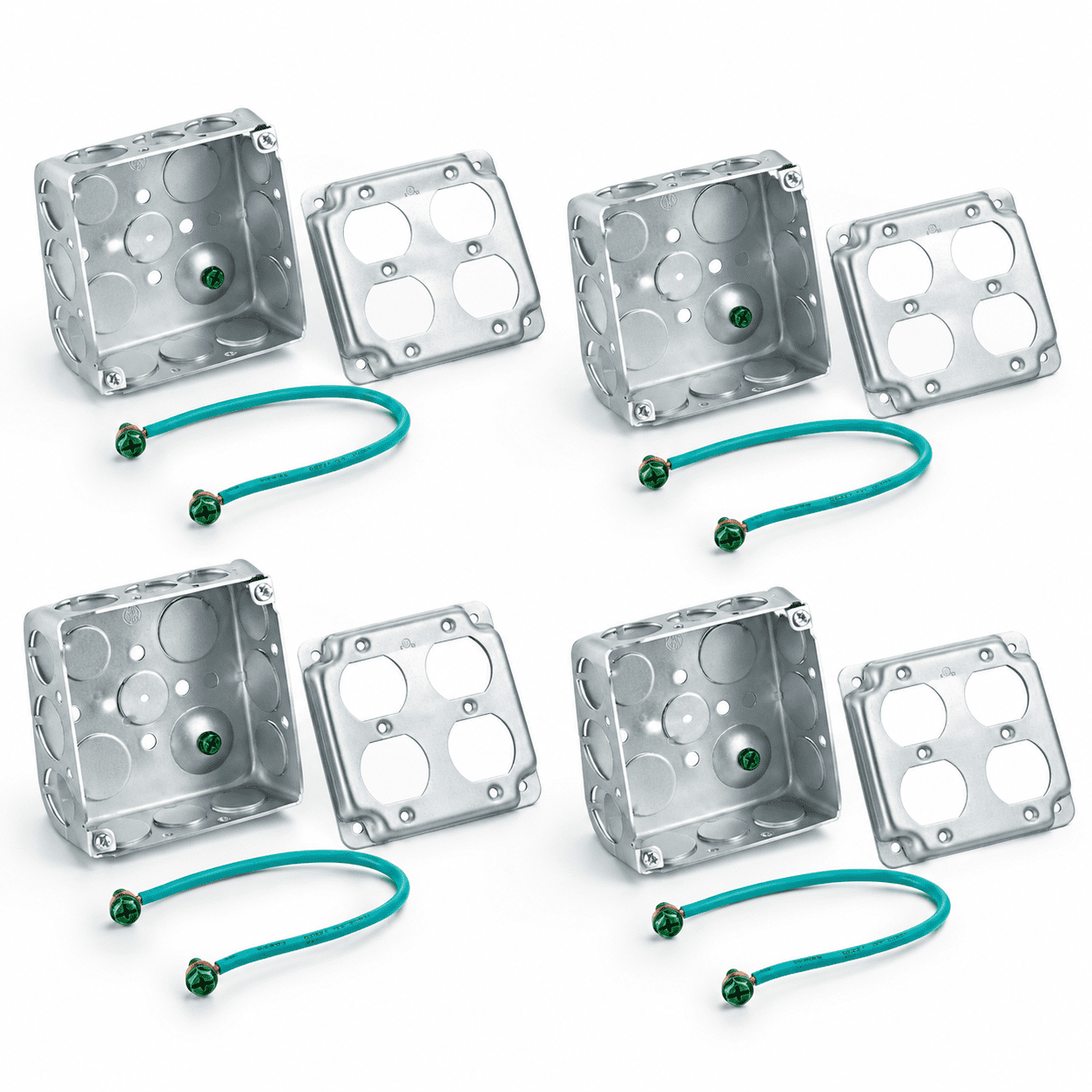 4 Pack 4 Inch Metal Electrical Box with 2 Duplex Receptacle Cover and ...