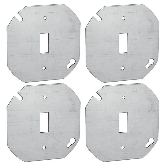 4 Pack 4" Stainless Steel Octagon Toggle Switch Electrical Box Cover, Flat Metal Toggle Junction Box Cover Plate