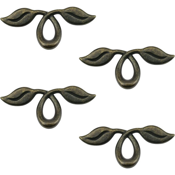 4 Pack 4" Vintage Style Leafy Drawer Pull, Bronze Dresser Handles Leaf Dresser Pulls Cabinet Knob Hardware, 50mm Hole Distance