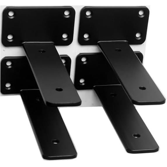 4 Inch Bracket 4 Pack - 4 inch Black Hidden L Shelf Bracket (1/5 Inch Thicked) Iron ...