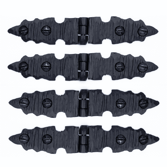 4 Pack 4 inch Decorative Hinges Black Wrought Iron Hinges Decorative Hinges Small Flush Mount Western Style Hinges Vintage Furniture Hardware The Castile Series by Borderland Rustic Hardware