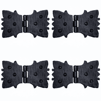 4 Pack 4 inch Decorative Hinges Black Wrought Iron Hinges Decorative Hinges Small Flush Mount Western Style Hinges Vintage Furniture Hardware The Farmhouse Series by Borderland Rustic Hardware