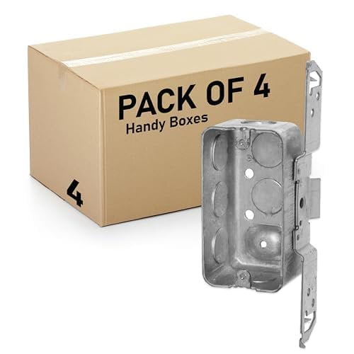 4 Pack 4 x 2 Inch Single-Gang Metal Handy Electrical Box with TS Bracket, 1-7/8" Depth, Drawn Steel, 1/2"<br>Knockouts, Stud Mount Utility Box