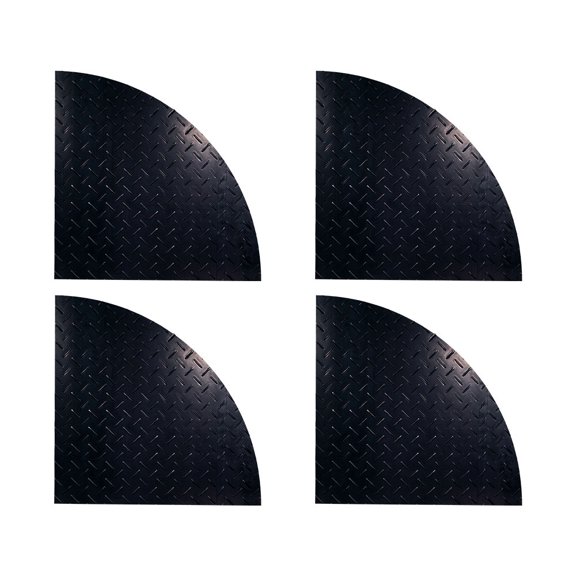 4 Pack 4'x4' Heavy-Duty Black Curved Ground Protection Mats - 120,000 lbs Capacity - Diamond Plated Tread on High-Density Polyethylene (HDPE) for Heavy Equipment