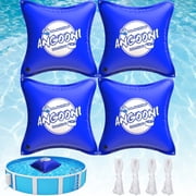 Angooni 4 pack 4’x4’ Heavy-Duty Blue Pool Pillow - 0.4mm PVC, 16x20ft Ropes, Boston Dual-Inflation Valve, Cold-Resistant, No Leakage – Winter Use