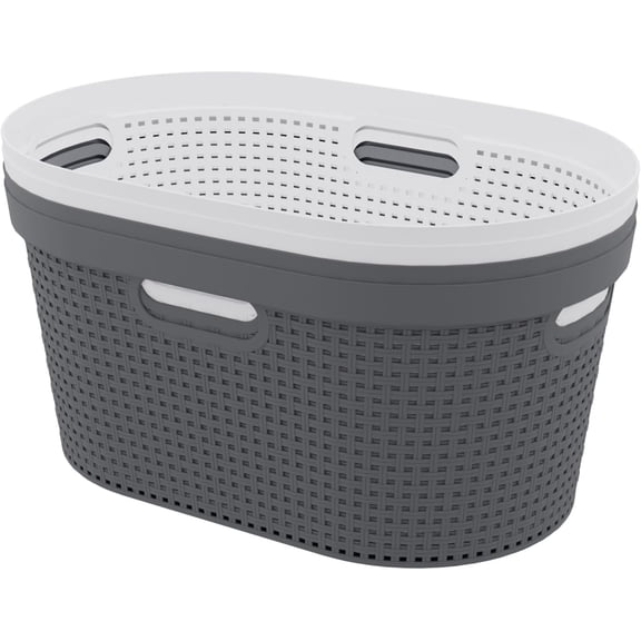 4-Pack 40 L Plastic Laundry Storage Basket, Large Clothes Hamper Basket with Cutout Handles