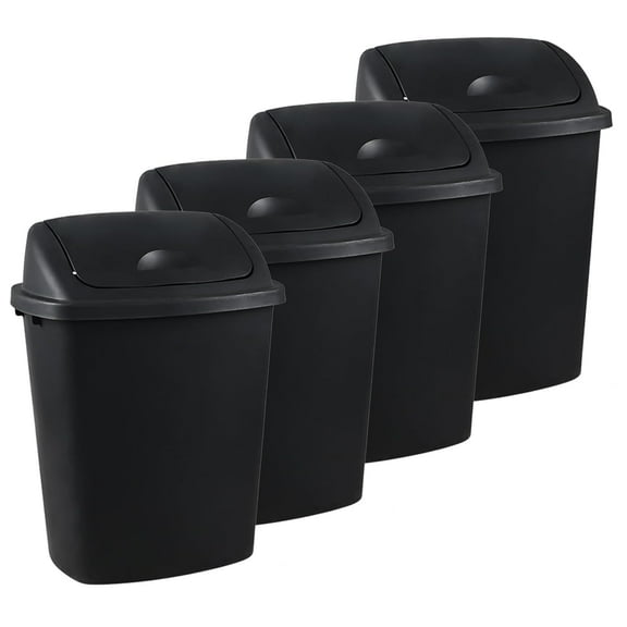 4 Pack 40 Liter Large Recycle Bin with Lid, Black Swing Top Trash Can