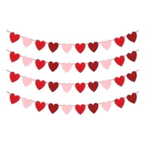 4 pack 40 Pieces Heart Garland Banner for Valentines Day Decorations Red Pink Heart Felt Banners Garland for Fireplace, Anniversary, Wedding, Engagement Party Home Decor