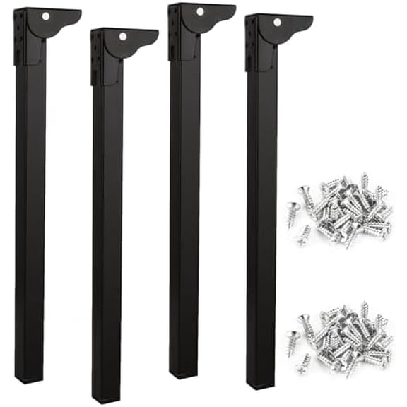 4 Pack 400mm / 16 inch Folding Table Legs, Metal Foldable Furniture Legs with Screws, Self-Locking Heavy Duty Sofa Legs Cabinet Feet for Table Bed Cupboard Dresser - Black$$