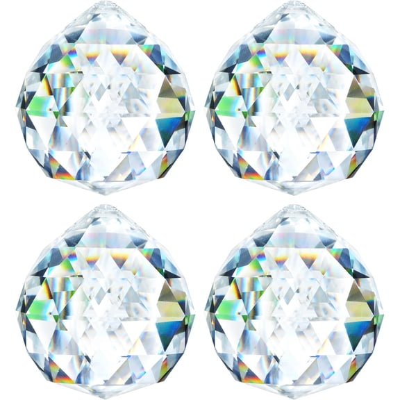 4 Pack 40MM Clear Crystal Prism Ball Suncatchers Rainbow Pendants Maker, Hanging Crystals Chandelier Prisms for Windows Home Decoration