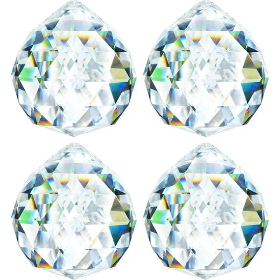 4 Pack 40MM Clear Crystal Prism Ball Suncatchers Rainbow Pendants Maker, Hanging Crystals Chandelier Prisms for Windows Home Decoration