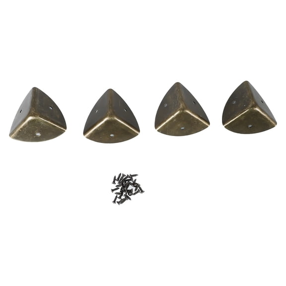 4 Pack 40mm Bronze Metal Corner Protectors for Wooden Boxes Chests Trunks and Toolcases with Rounded Edges and Mounting Screws Included for DIY Furniture Repair