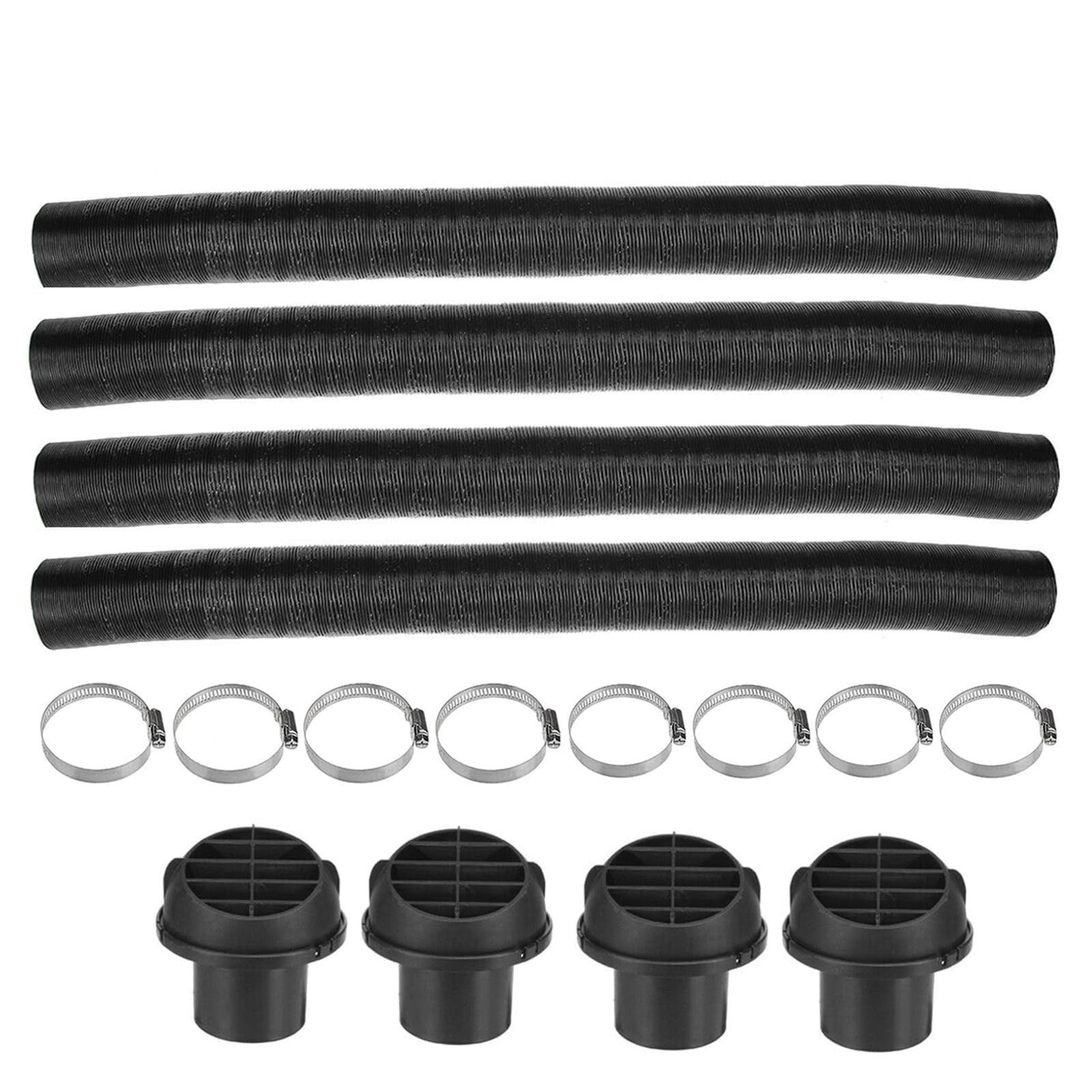 4 Pack 42mm Heater Duct Pipe Kit for Air Diesel Heater with 4 Vent Outlets and 8 Clamps Extendable Tube 38cm to 80cm for Car Truck RV
