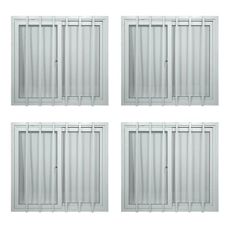 (4 Pack) 44" x 44" Shipping Container Window with Security Bars - PVC Frame Sliding Window for Side Walls, Shipping Containers, Tree House, Garage & Store Box - Dual Panes for Insulation