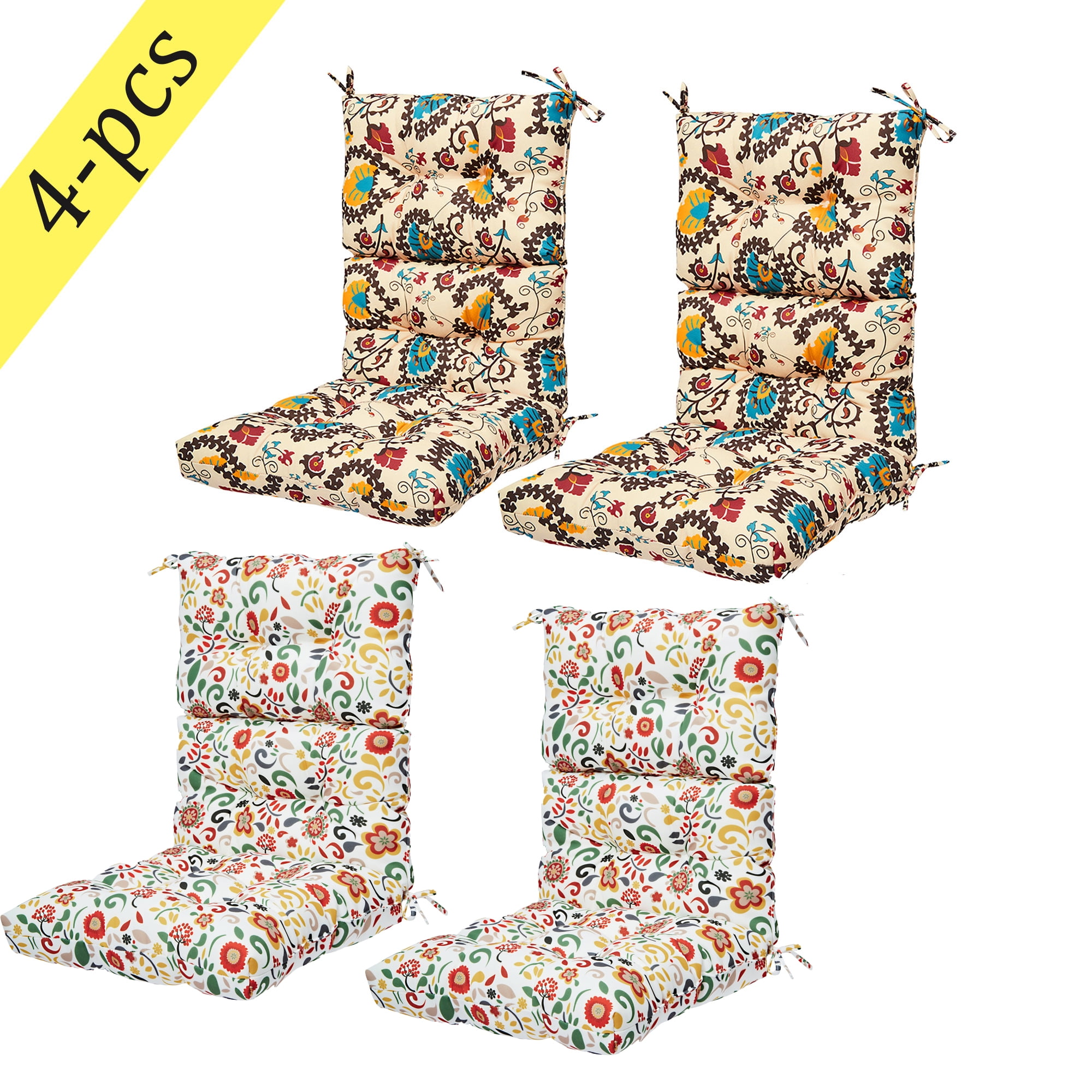 High Back Chair Cushion(4 Pack) for Patio Garden Decor 44"x21"Solid ...