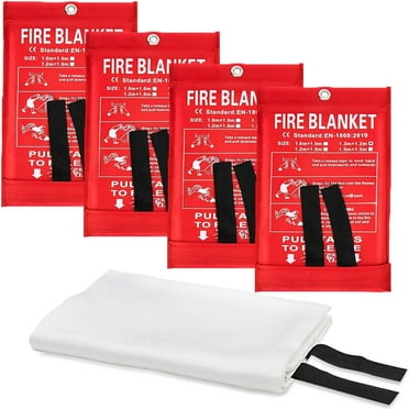 TickJOY 4 Pack 47"x47" Fire Blanket, Large Fire Cloth, Survival Blanket Must Haves for Camping Emergency Fire Blanket for Home, Kitchen, School, Grill, Car, Office, Warehouse