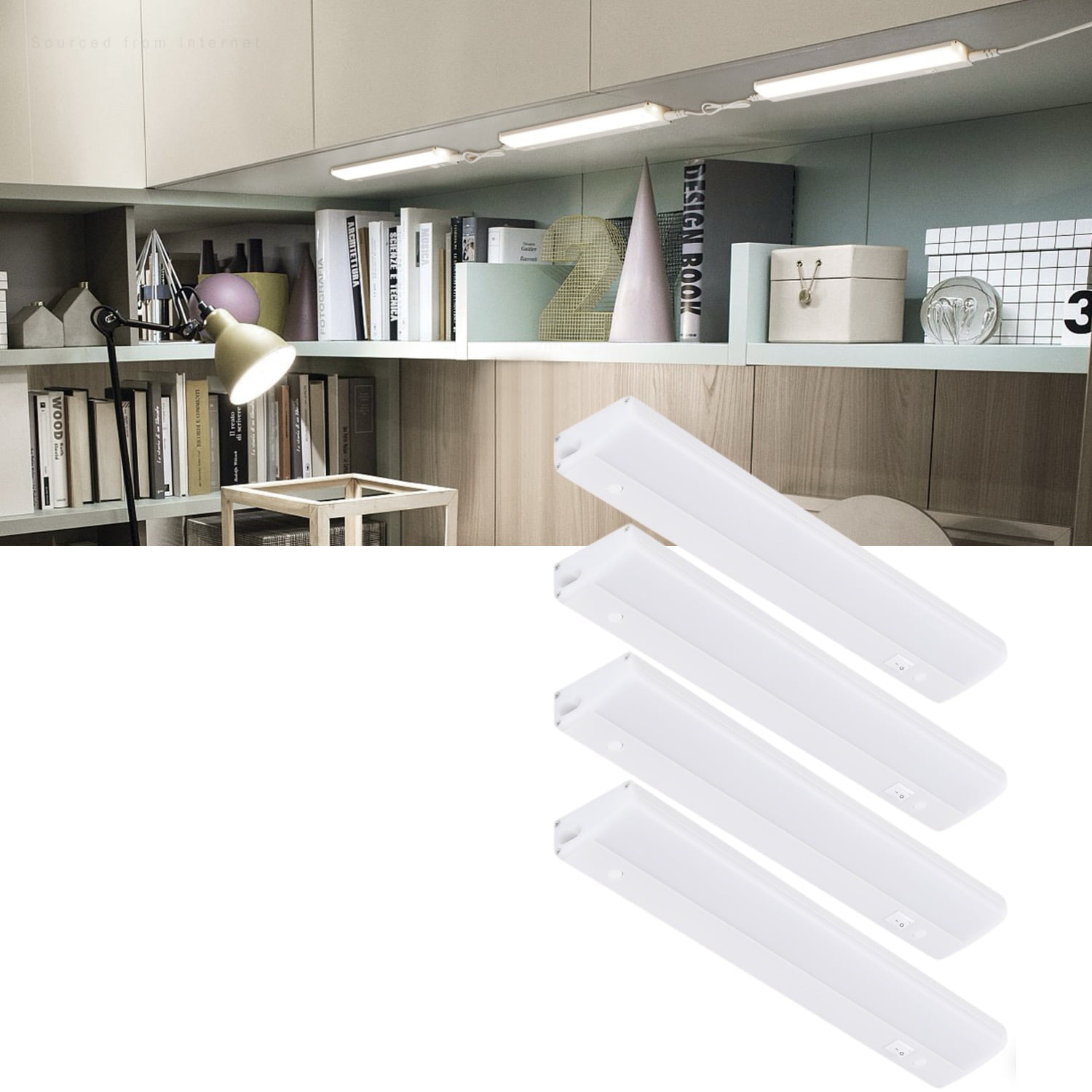4 Pack Linkable 12 Inch LED Under Cabinet Light, Plug in Under Cabinet LED Lighting, Individual Control, 4000K Cool White