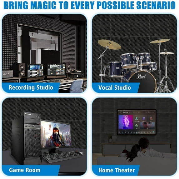 4 Pack 48x24x2 Inches Acoustic Panels, Soundproof Foam for Walls and Ceilings, Noise Dampening Panels