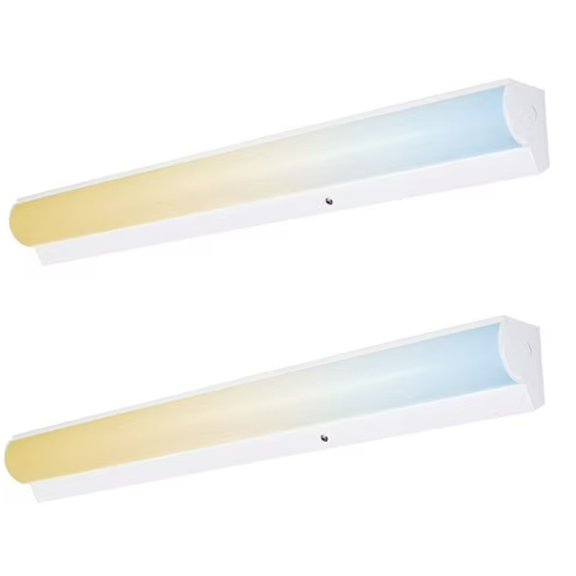 2 Pack 4FT Commercial Linear Stairwell Strip Light with Emergency Battery Backup, 3CCT, 0-10V Dimmable, 3900LM/5200LM/6500LM Selectable, Commercial LED Corridor Light
