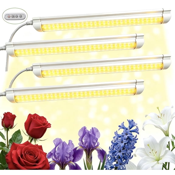 4 Pack 4FT 50W LED Grow Light Full Spectrum 3000K Plant Growing Lamp With Timer