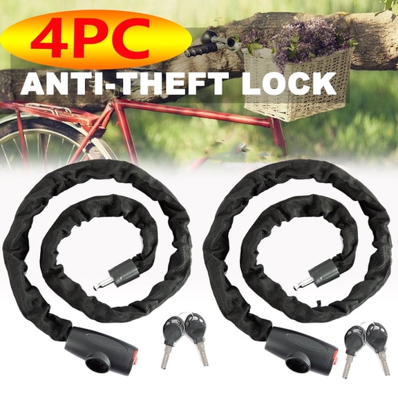 4 Pack 4FT Heavy-Duty Bike Chain Locks with Keys, Anti-Theft Security for Bicycle, Motorcycle, Scooter, Gate & Fence