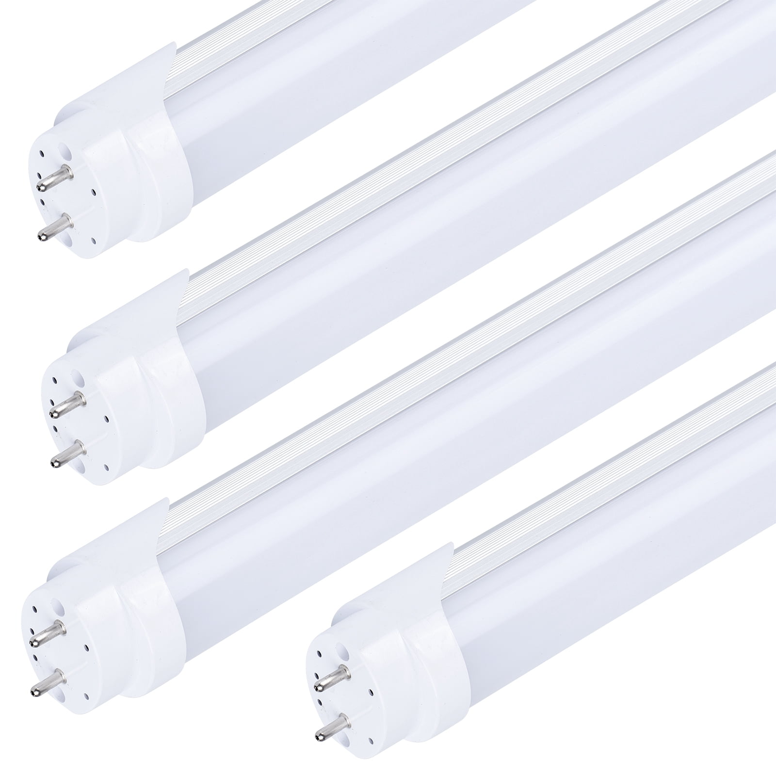 4 Pack, 4FT LED T8 Type A+B Tube Lights, 30W(80W Equivalent), 4000LM, 6000K, Single or Double End Powered, Plug and Play or Ballast Bypass, 4 Foot T10 T12 Fluorescent Bulbs Replacement, Frosted