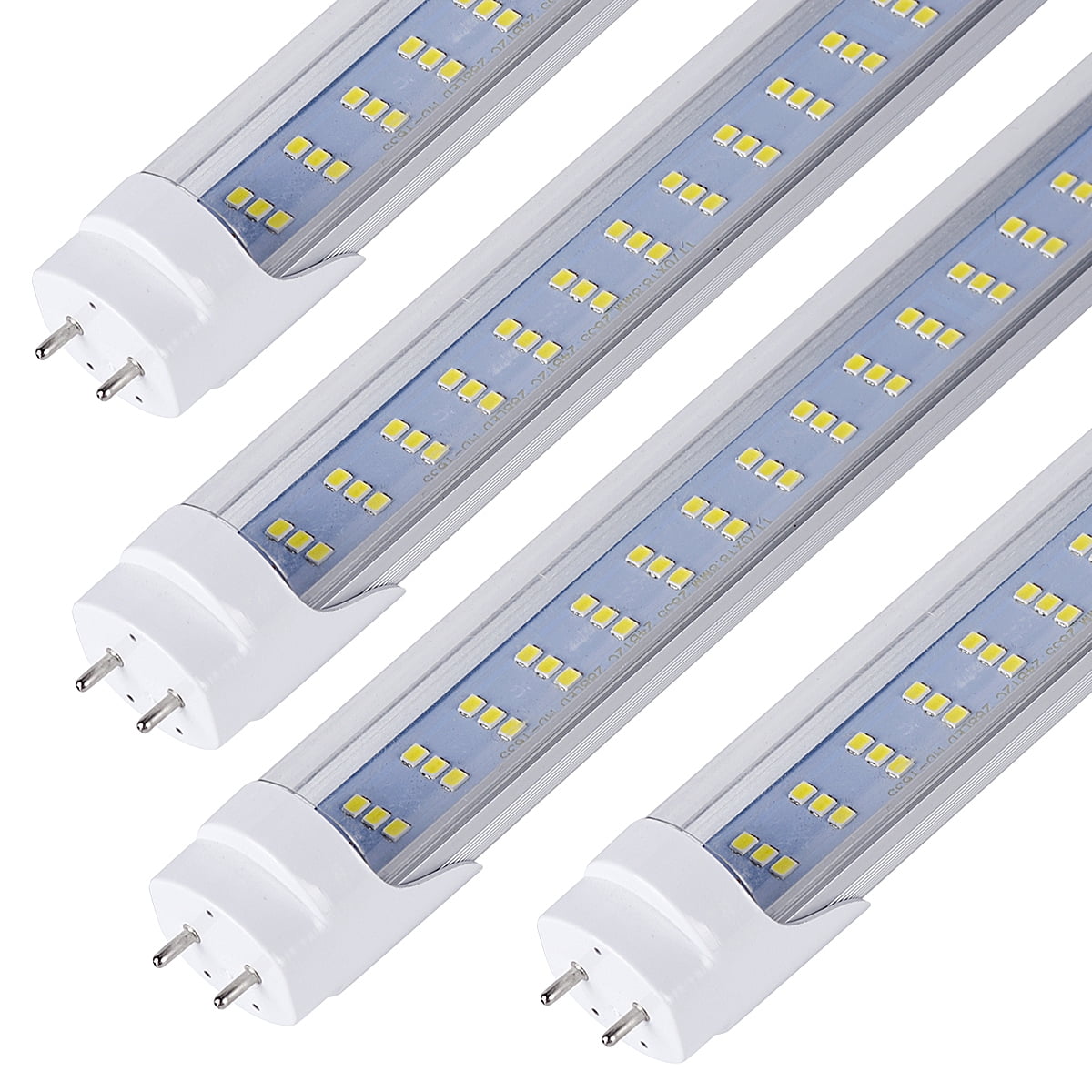 4 Pack, 4FT LED T8 Type A+B Tube Lights, 30W(80W Equivalent), 4000LM, 6000K, Single or Double End Powered, Plug and Play or Ballast Bypass, 4 Foot T10 T12 Fluorescent Bulbs Replacement, Clear