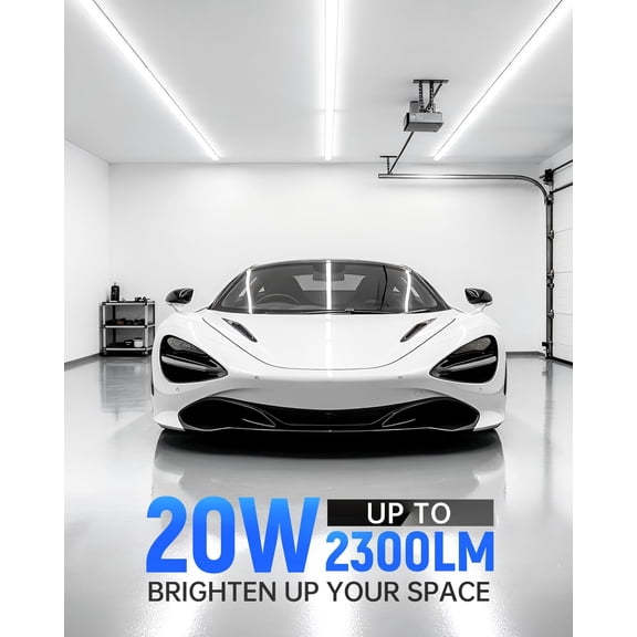 (4 Pack) 4FT T5 LED Shop Light,6500K,20W,2300LM(Super Bright White) Linkable LED Integrated Fixture,Garage Ceiling and Cabinet Light,Strip Light,Corded Electric with ON/Off Switch