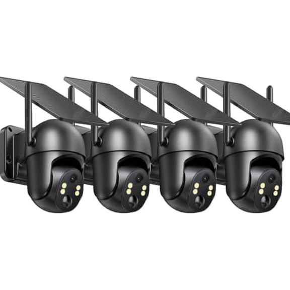 4-Pack 4G LTE Cellular Security Cameras Outdoor, No WiFi Security Camera Solar Powered with 360 View, 2K Color Night Vision, Includes SIM Card(Support Verizon/AT&T/T-Mobile), (Black)$$Other