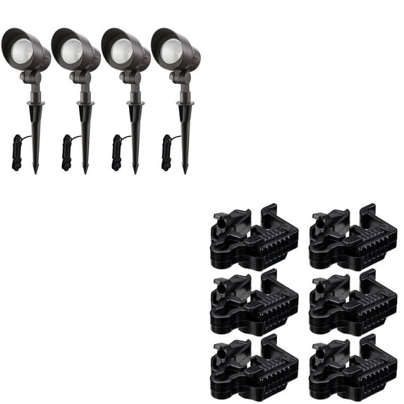 4 Pack 5W LED Outdoor Landscape Light + 6 Pack Low Voltage Landscape Lighting Wire Connectors