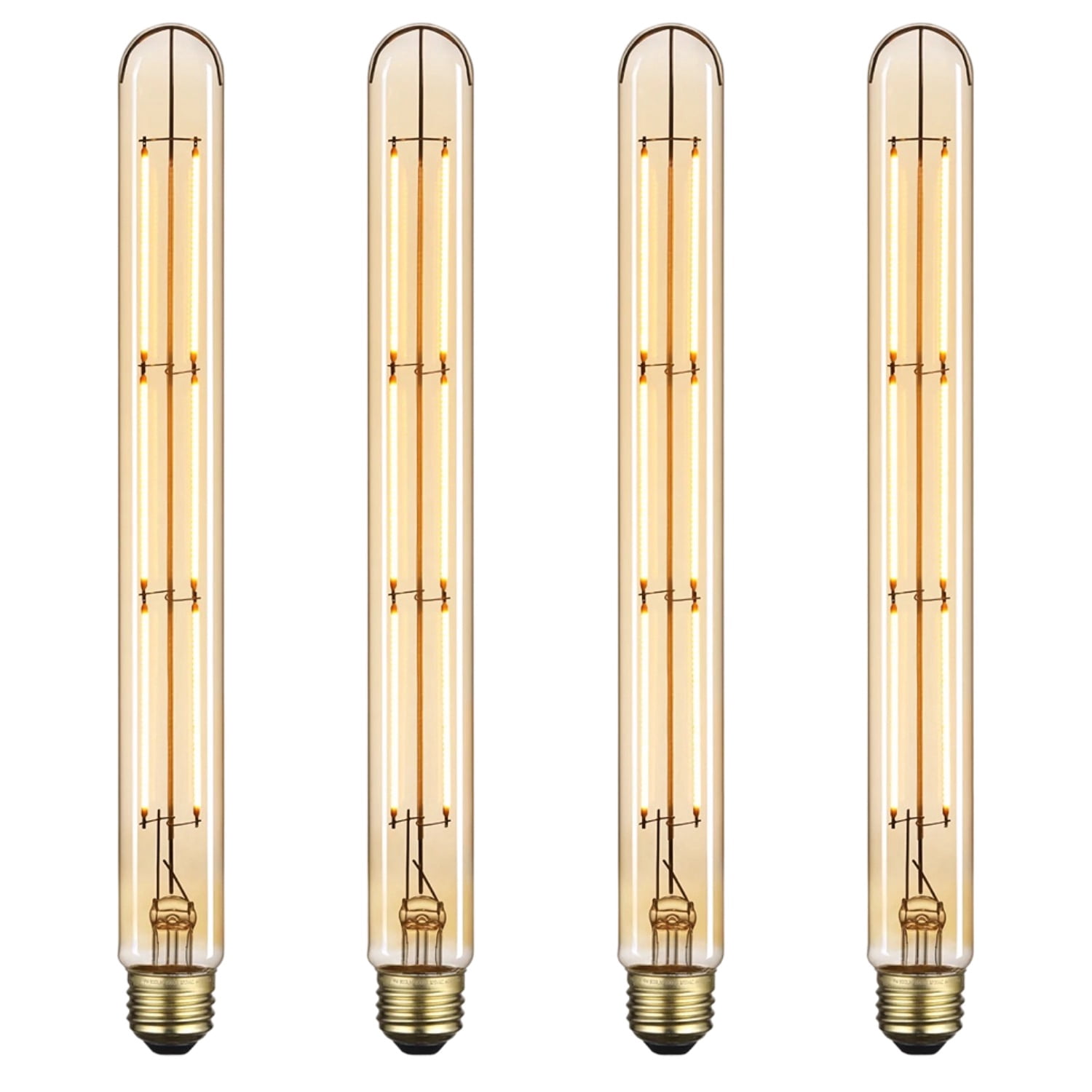 4 pack LED Vintage Filament Bulb T300, Tubular Edison Decorative Light Bulbs Dimmable, E26 Base for Wall Lamp, Amber Glass, 2000K Soft Warm