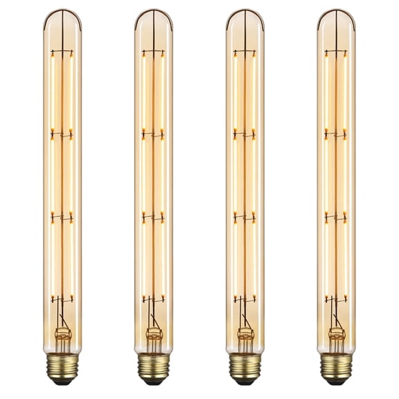 4 pack LED Vintage Filament Bulb T300, Tubular Edison Decorative Light Bulbs Dimmable, E26 Base for Wall Lamp, Amber Glass, 2000K Soft Warm