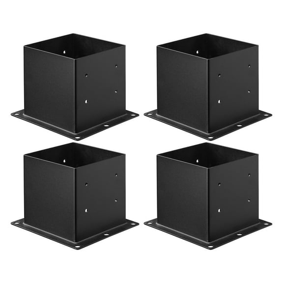 4 Pack 4x4 Post Base Bracket 3.6x3.6 Inch 92x92mm Heavy Duty Carbon Steel Black Deck Railing Support Plate for Pavilion Wood Posts