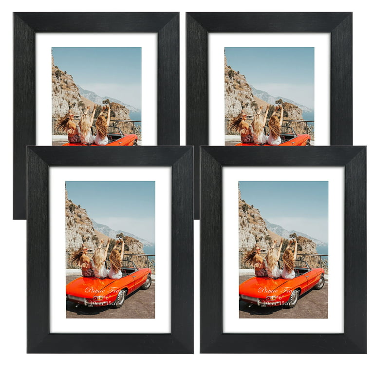 4 Pack 4x6 Picture Frame with Mat, Matted to 4 x 6 Photo for Wall or  Tabletop Decor, Black