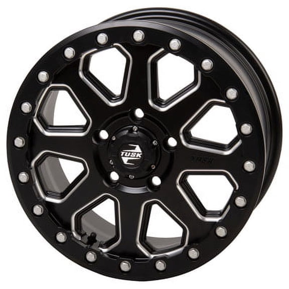 (4 Pack) 5/114.3 (5/4.5) Tusk Uinta Beadlock Wheel 15x7 6.0 + 1.0 Milled/Black for Polaris Rzr Pro R 4 Sport 2022,2025