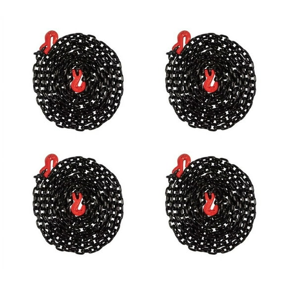 (4 Pack) 5/16"×16' G80 Transport Binder Chain w/ Clevis Grab Hooks for Towing - 16000 lbs Breaking Strength Heavy Duty Safety Tow Chain for Lifting - Tie Down Binding Equipment