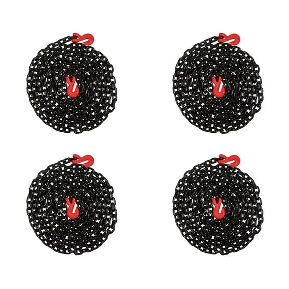 (4 Pack) 5/16"20' G80 Transport Binder Chain w/ Clevis Grab Hooks for Towing - 16000 lbs Breaking Strength Heavy Duty Safety Tow Chain for Lifting - Tie Down Binding Equipment