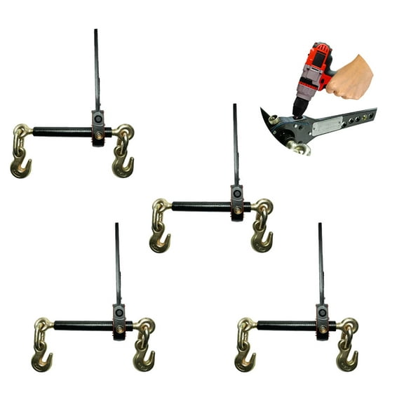 (4 Pack) 5/16" - 3/8" Torque Drive Load Binder with Heavy-Duty Grab Hooks 6,600 lbs WLL - Tie Down Hauling Chain Speed Binders for Flatbed Truck Trailer