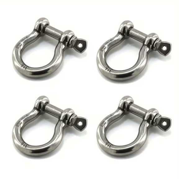 4-Pack 5/16 Inch Heavy Duty Stainless Steel D Ring Shackles for Towing