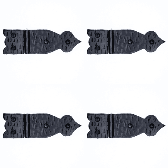 4 Pack 5.25 inch Decorative Hinges Black Wrought Iron Hinges Decorative Hinges Small Flush Mount Western Style Hinges Vintage Furniture Hardware The Farmhouse Series by Borderland Rustic Hardware