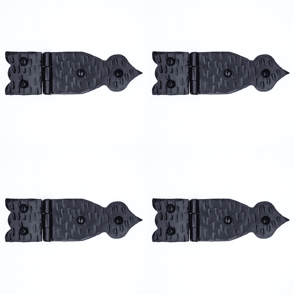 4 Pack 5.25 inch Decorative Hinges Black Wrought Iron Hinges Decorative Hinges Small Flush Mount Western Style Hinges Vintage Furniture Hardware The Farmhouse Series by Borderland Rustic Hardware