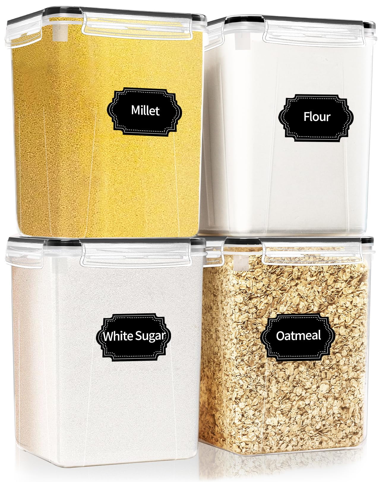 4 Pack 5.2L Airtight Food Storage Containers with Lids for Kitchen Pantry Organization