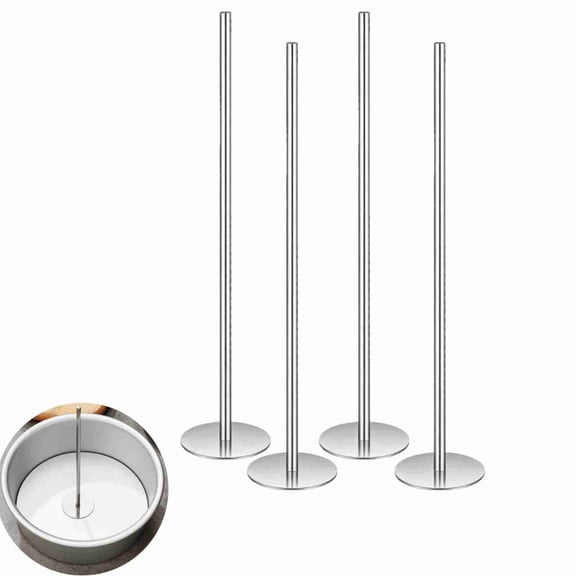 4 Pack 5.71 Inch Stainless Steel Cake Heating Core Rod, Round Base Cake Heat Conduction Rod for Even Baking Large Tier Cakes