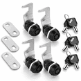 4 Pack 5/8'' Black Toolbox Lock With Key Cabinet Keyed Alike Hook Cam ...