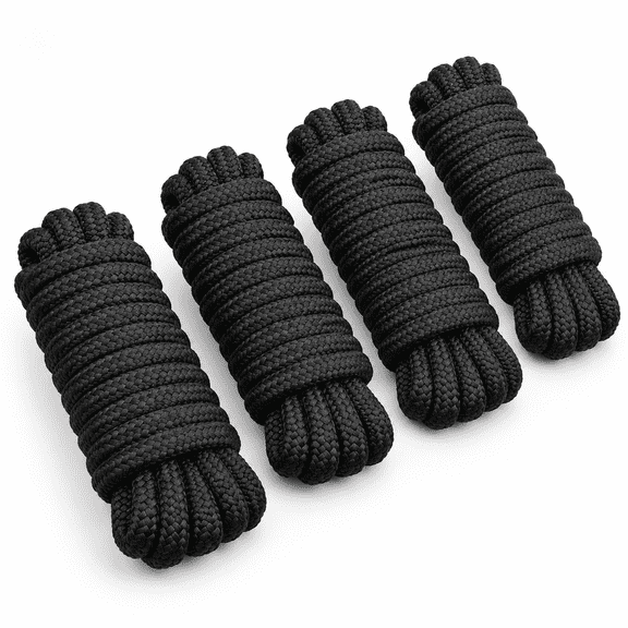 4 Pack 5/8" X 20' Dock Lines - Marine Grade Nylon Boat Rope With 15" Loop For Docking And Mooring Double Braided High Strength Ea