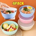 thumbnail image 1 of 4 Pack 5.9 inch Unbreakable Wheat's Straw Bowl with Lid Reusable Food, Salad, Fruits, Snacks Bowls Lightweight Dishwasher & Microwave Safe, 1 of 8